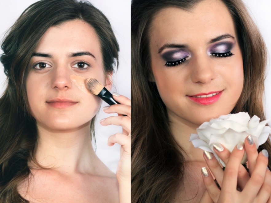 Zdjęcia Arktyczny Fiolet Makijaż ślubny Golden Rose Dla Brunetki