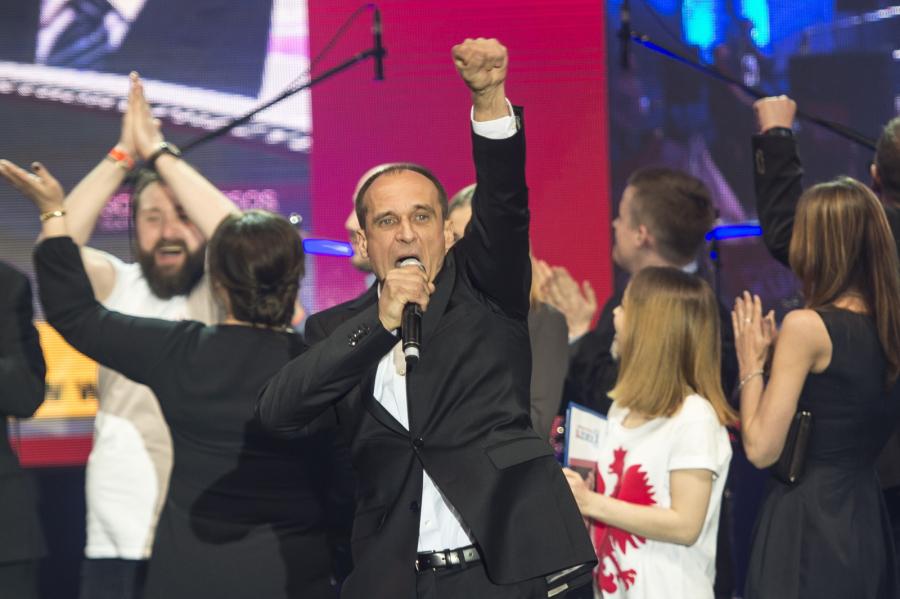 Paweł Kukiz w czasie wieczoru wyborczego